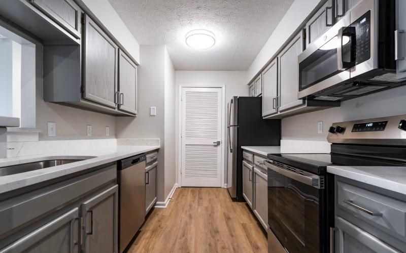 bright kitchen with pantry