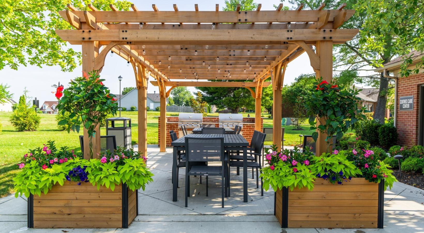 pergola covered dining area